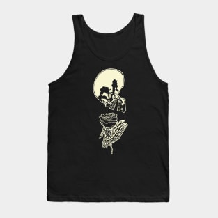 Skull and Rose Ink Art Tattoo Retro White Tank Top